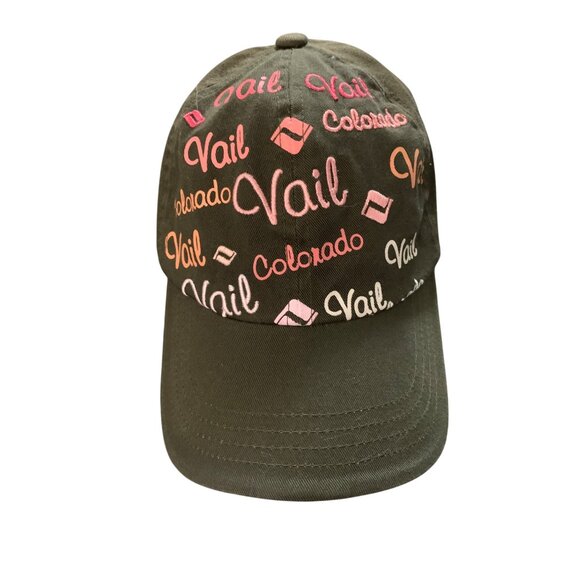 27. Vail Colorado Imperial Olive Green Cotton Baseball Cap Adjustable Strap Unis - Picture 1 of 6